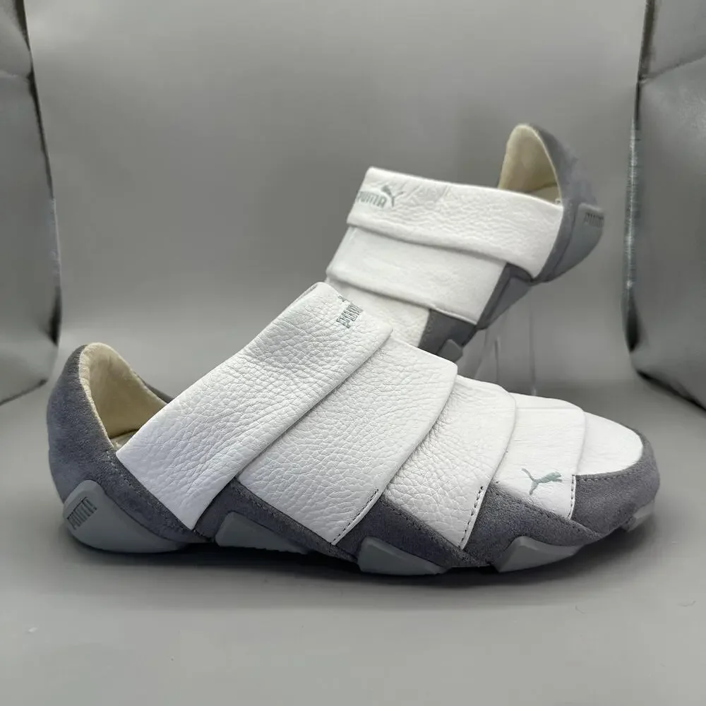 Puma Satori Mens Size 8 White Gray Leather Slip On Casual Sneakers *VERY RARE*